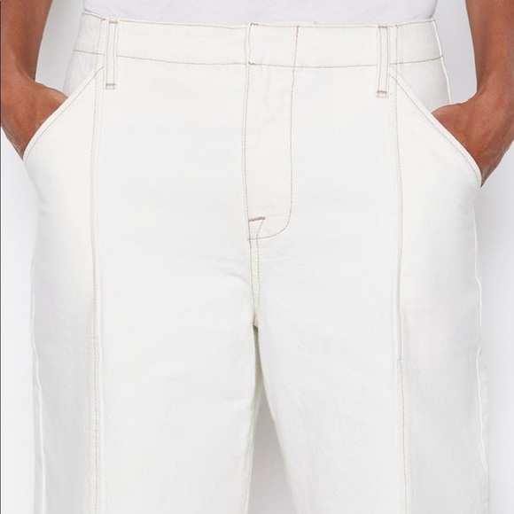 Frame  / NWT High Waisted relaxed  Cotton pants Trousers in cream ecru 32 - Picture 2 of 4